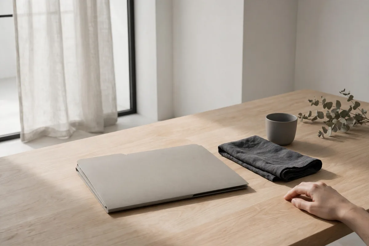 A plain folder on a table
