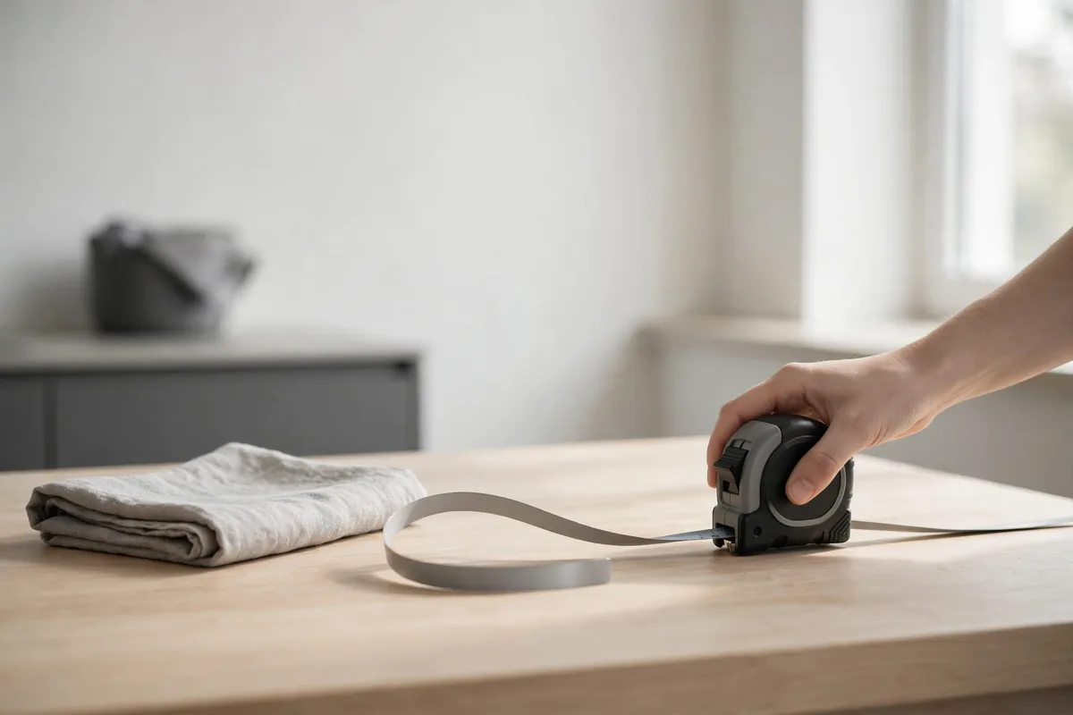 A tape measure on a worktop