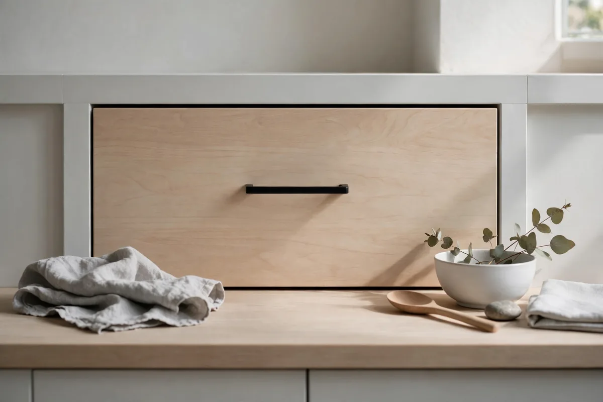 A closed kitchen drawer