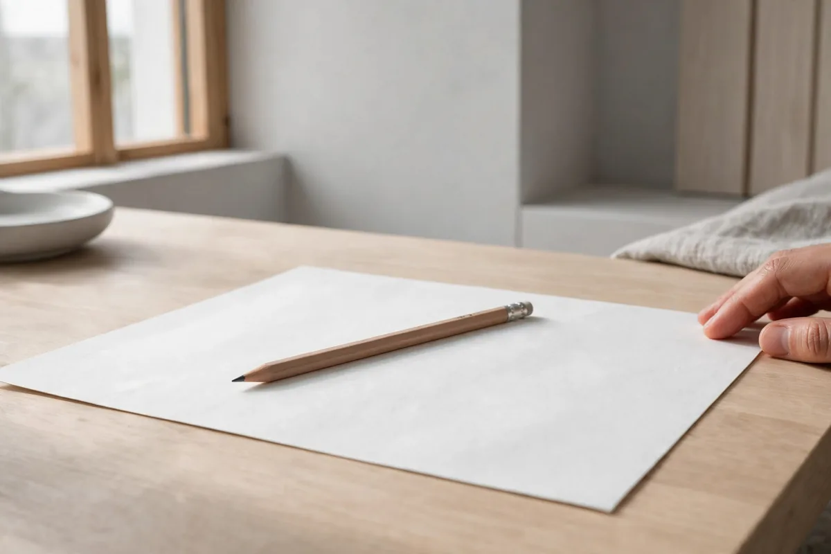 A pencil on a blank sheet