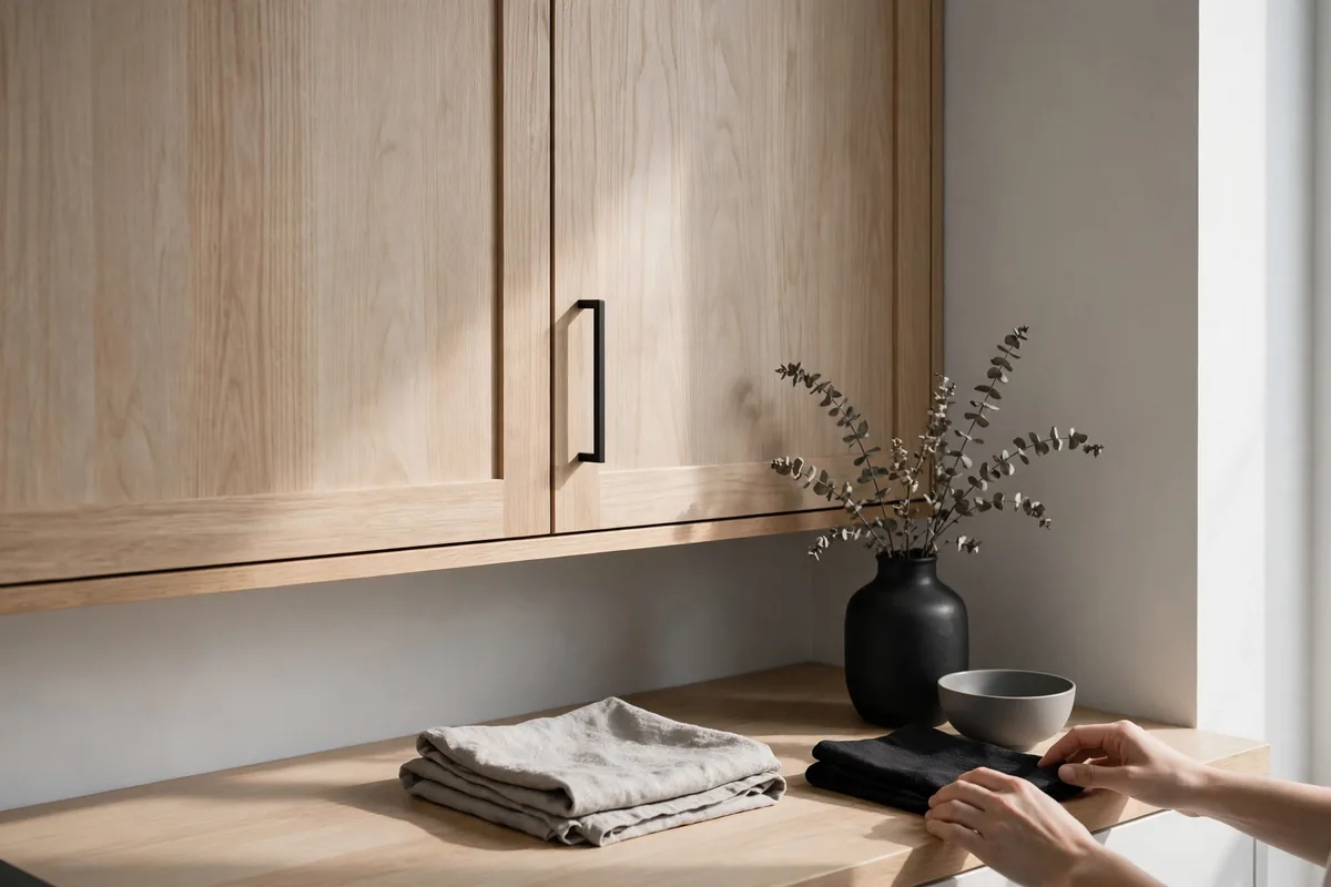 A closed cabinet door