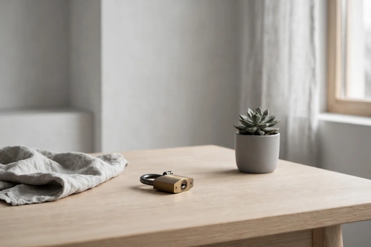 A small padlock on a table