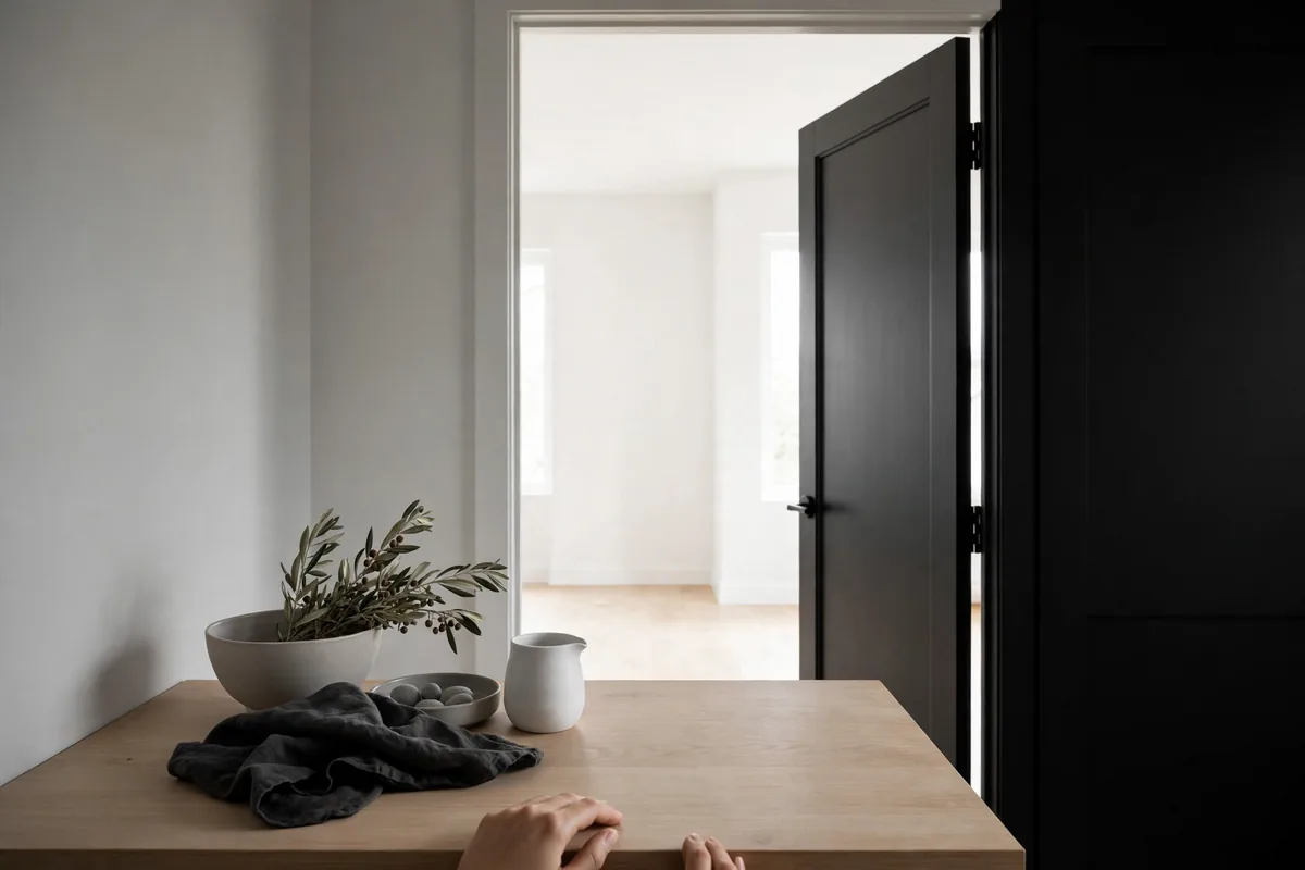 An open door to a bright room