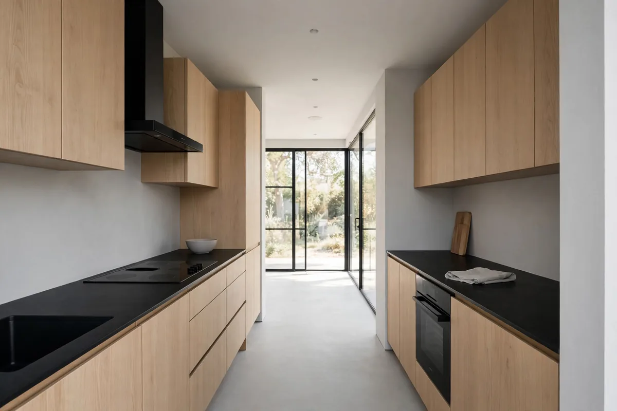 A galley kitchen