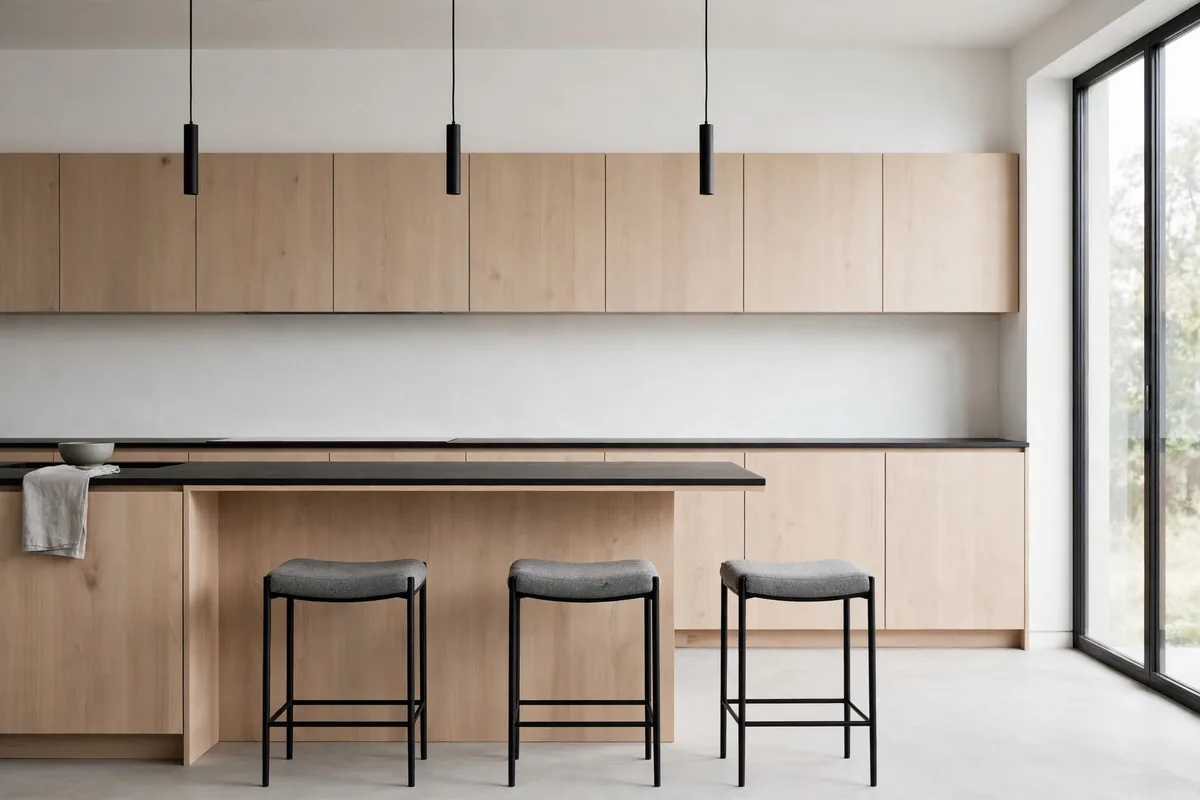 A kitchen with an island